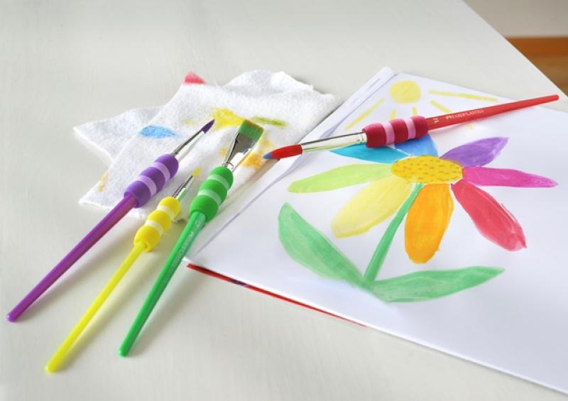 Faber-Castell Pinselset 4er-Set 3 Haar- + 1 Borstenpinsel Softgriffstück